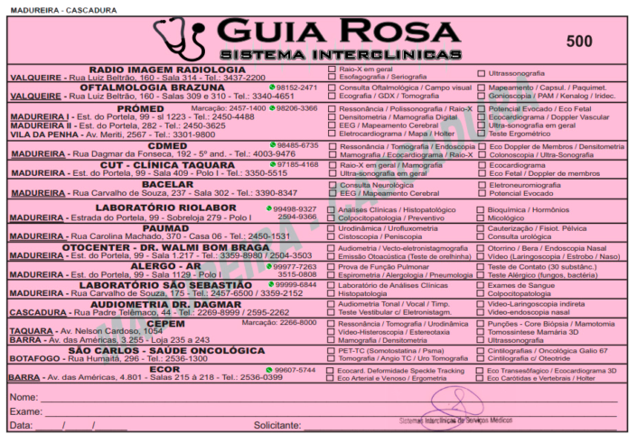 Guia Rosa | Exames médicos com preços populares